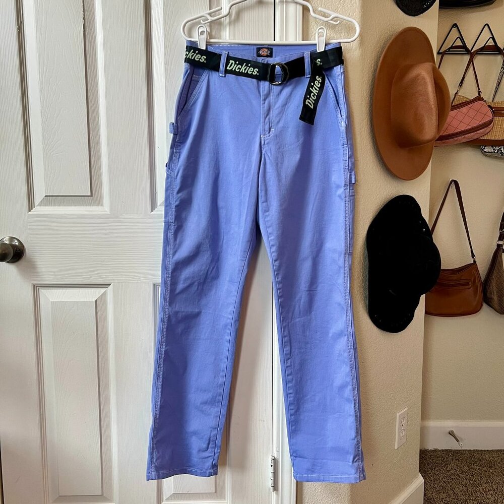 Dickies Utility Carpenter Pants with Logo Belt | Periwinkle Blue/Purple 27R